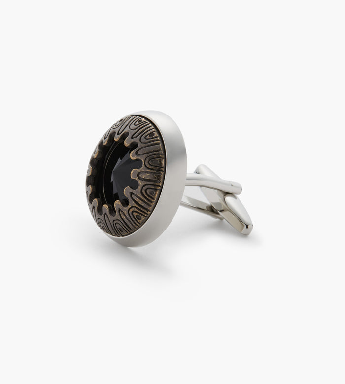 Tip Top Glass Cufflinks Round