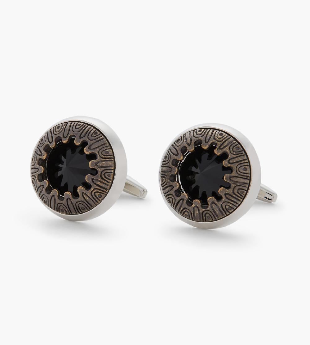 Tip Top Glass Cufflinks Round