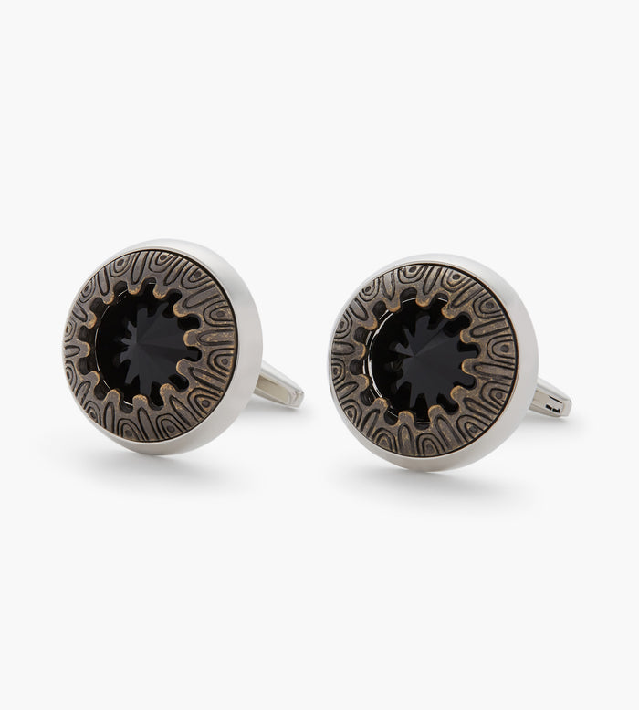 Tip Top Glass Cufflinks Round