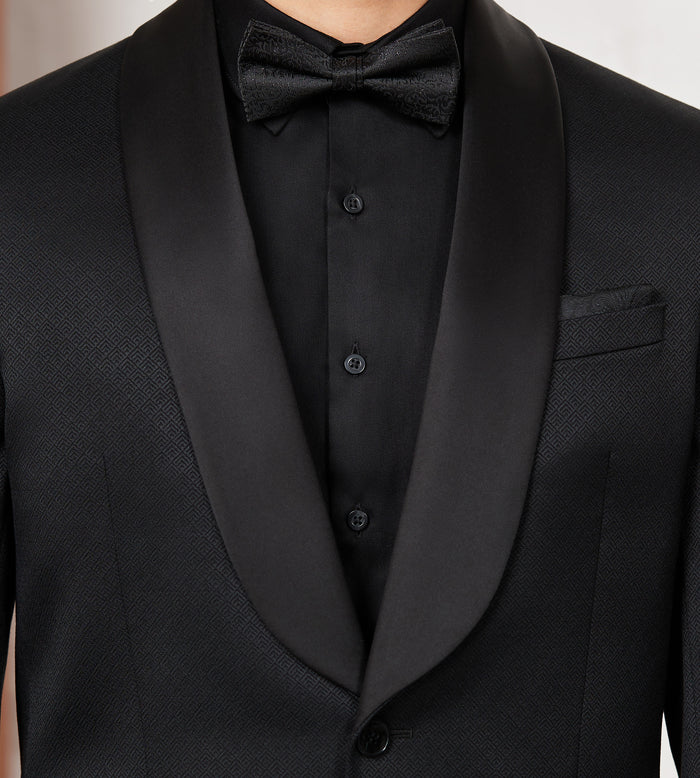 Tip Top Modern Fit Black Jacquard Tuxedo