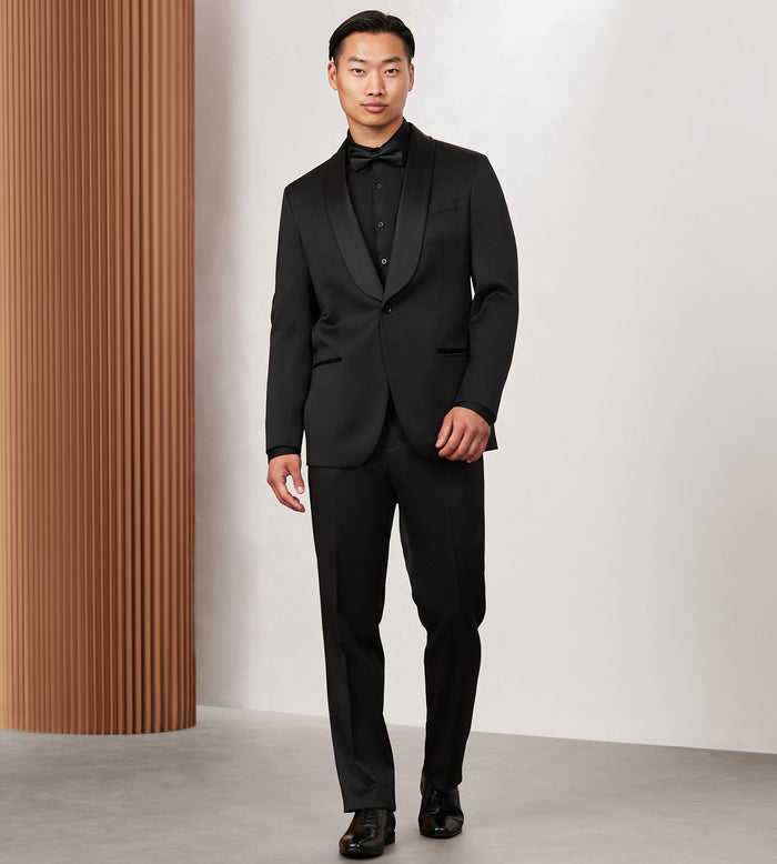 Tip Top Modern Fit Black Jacquard Tuxedo