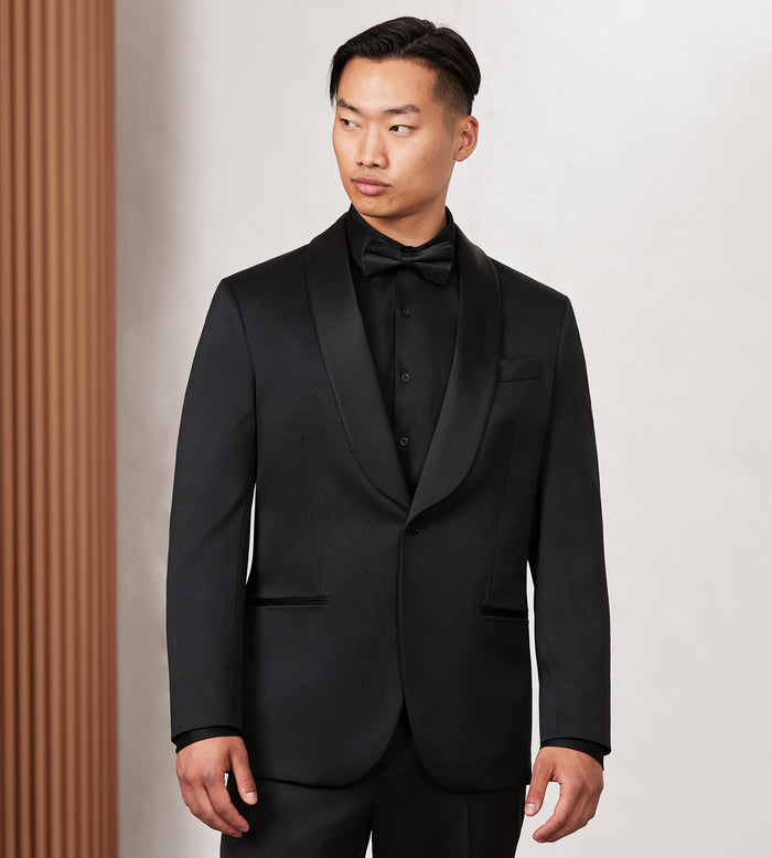 tip top Modern Fit Black Jacquard Tuxedo