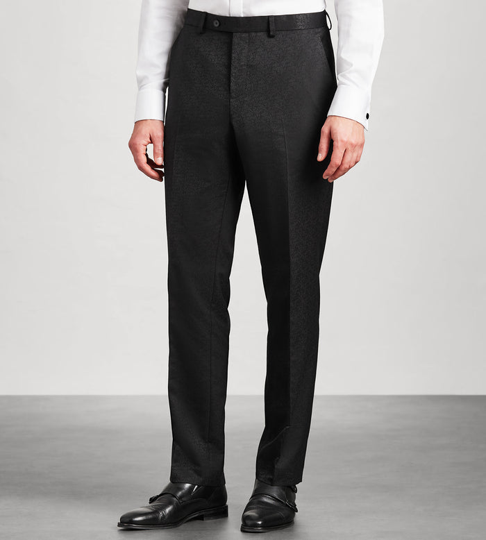 tip top Modern Fit Black Jacquard Tuxedo Pants