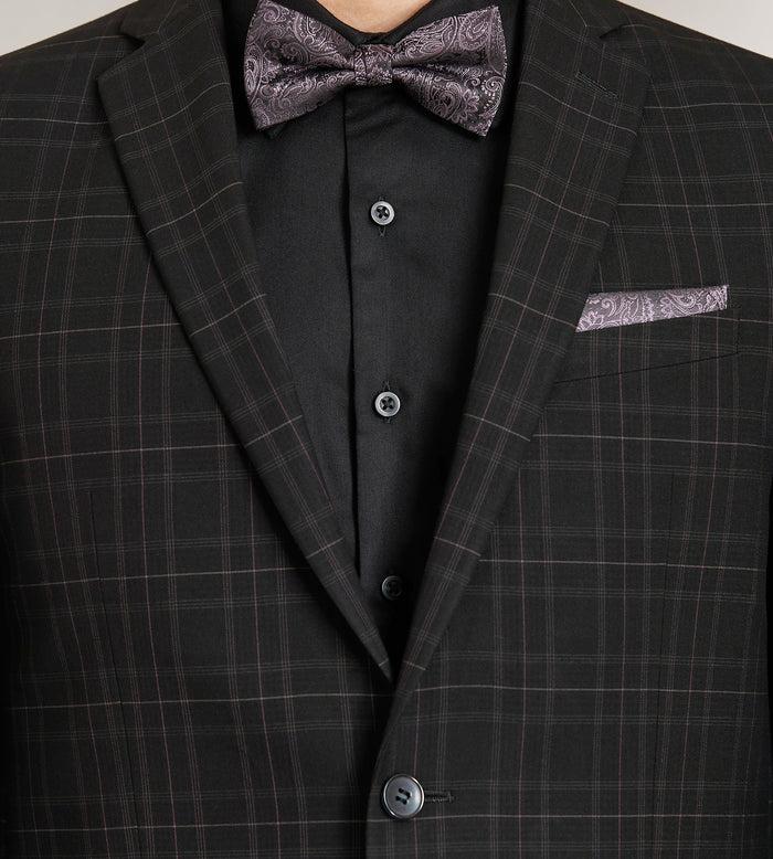 Tip Top Modern Fit Black Plaid Suit