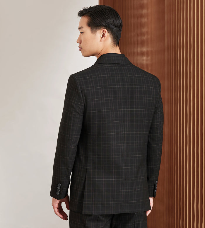 Tip Top Modern Fit Black Plaid Suit