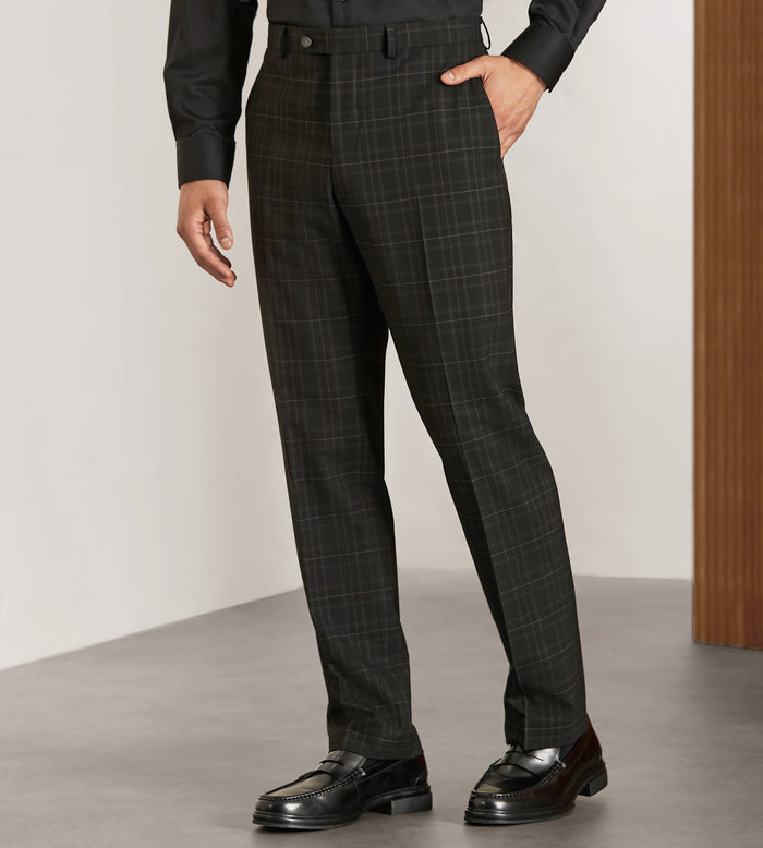 tip top Modern Fit Black Plaid Suit Pants