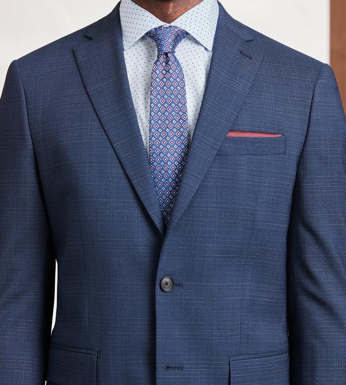 Tip Top Modern Fit Blue Plaid Suit