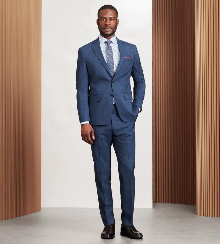 Tip Top Modern Fit Blue Plaid Suit