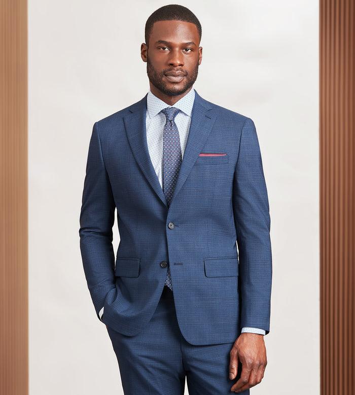 tip top Modern Fit Blue Plaid Suit