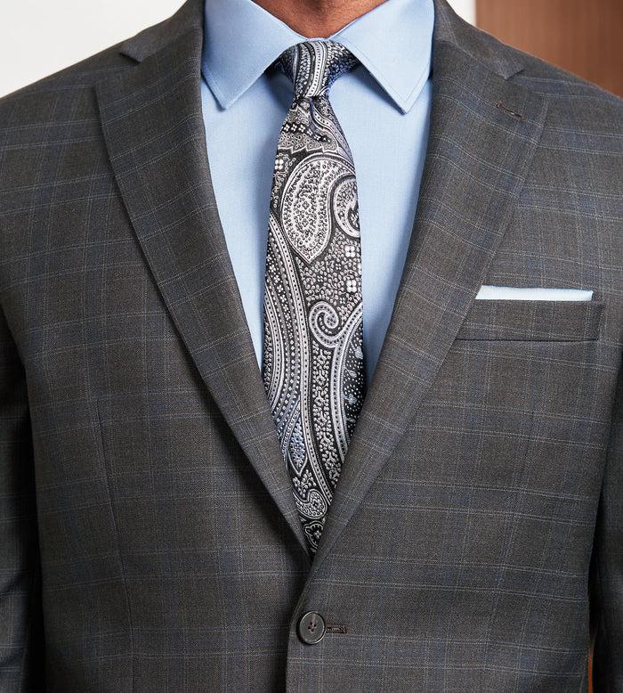 Tip Top Modern Fit Brown Plaid Suit