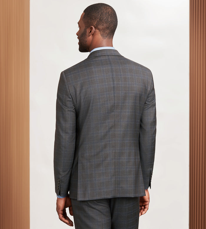 Tip Top Modern Fit Brown Plaid Suit