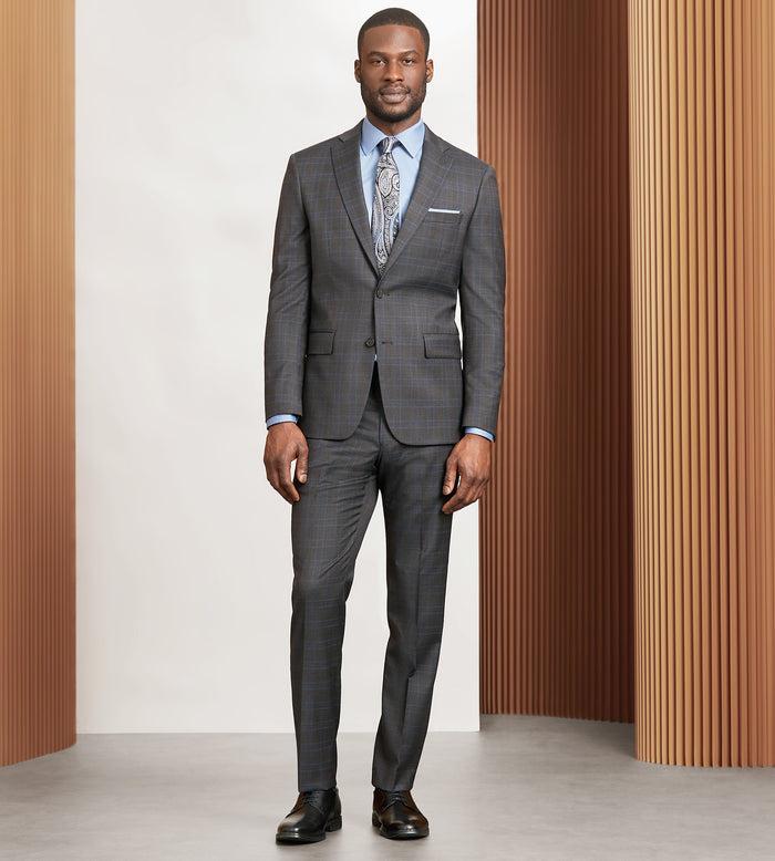 Tip Top Modern Fit Brown Plaid Suit