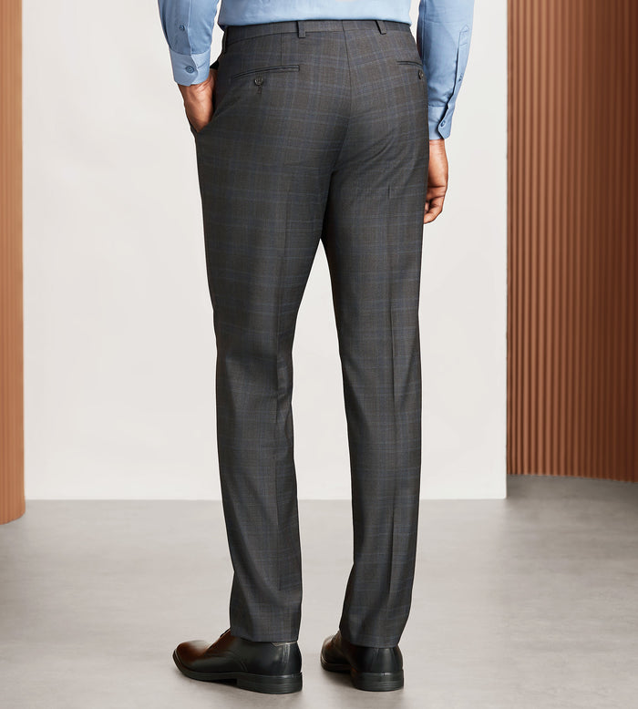 Tip Top Modern Fit Brown Plaid Suit Pants