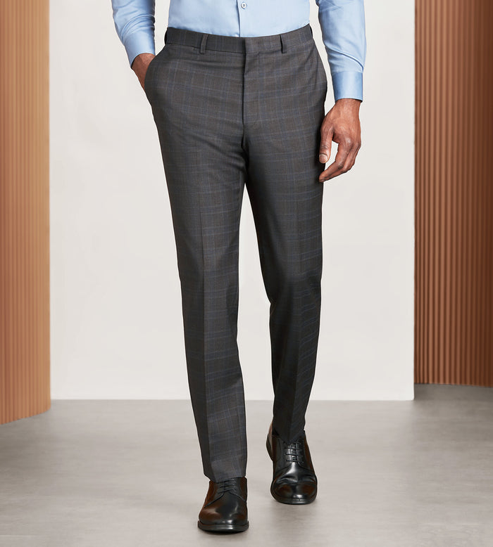 tip top Modern Fit Brown Plaid Suit Pants