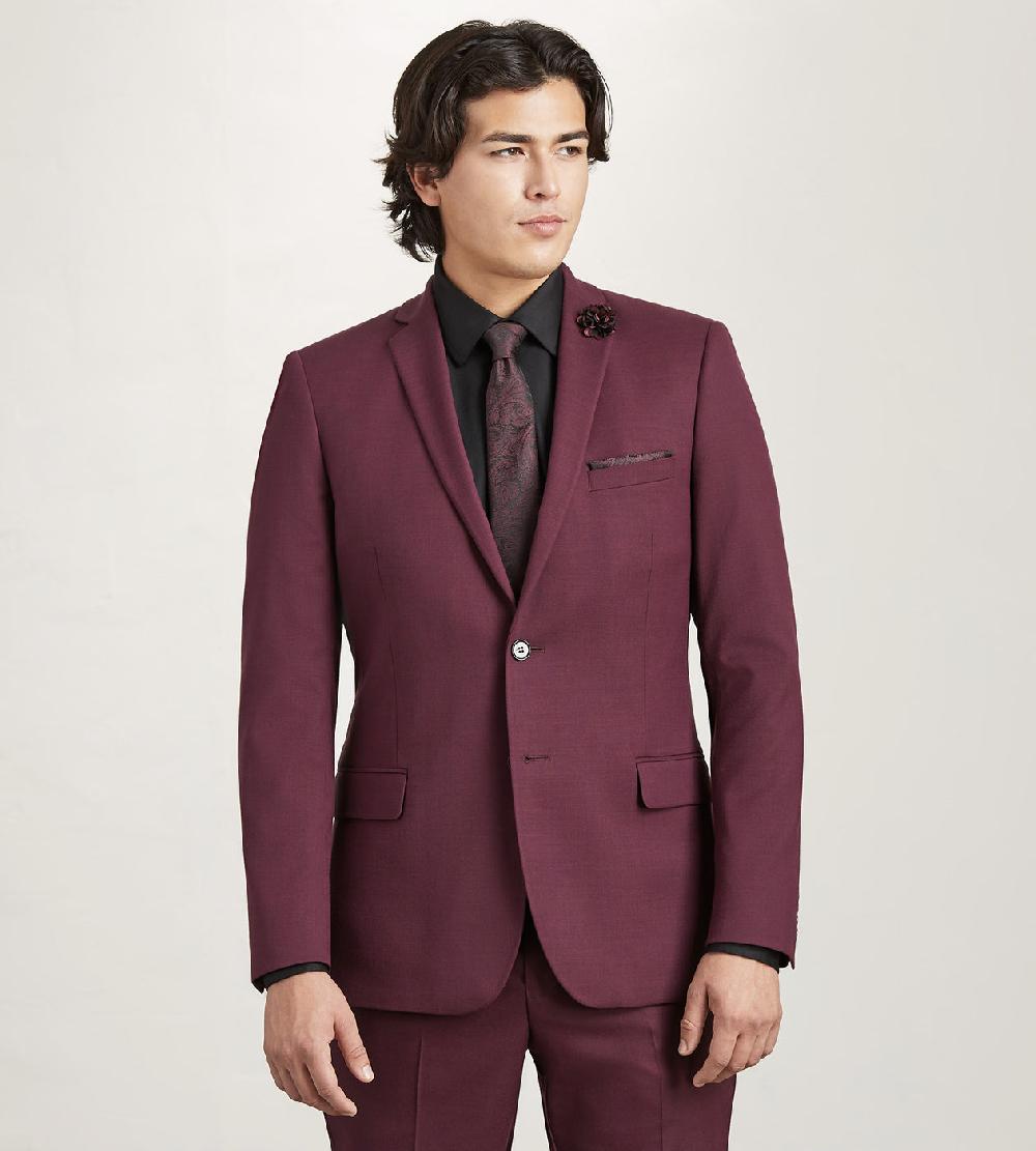 Tip Top Modern Fit Burgundy Solid Suit
