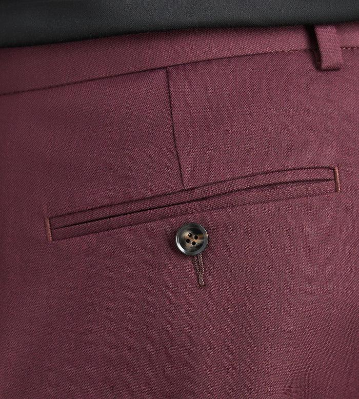 Tip Top Modern Fit Burgundy Solid Suit Pants