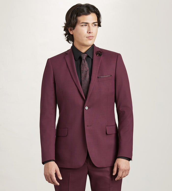 tip top Modern Fit Burgundy Solid Suit
