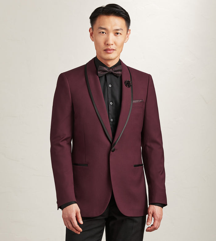 tip top Modern Fit Burgundy Solid Tuxedo