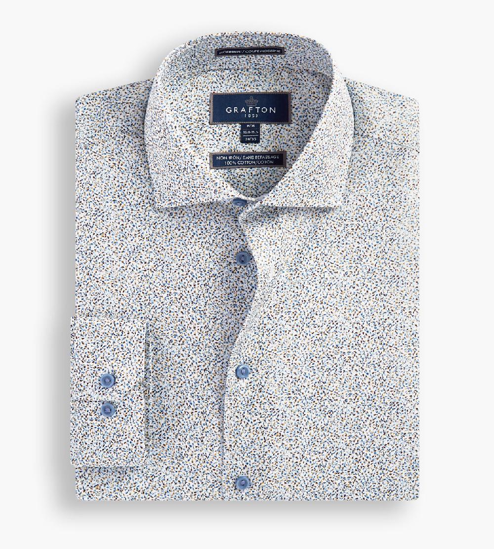 Tip Top Modern Fit Leaf Print Non-Iron Dress Shirt