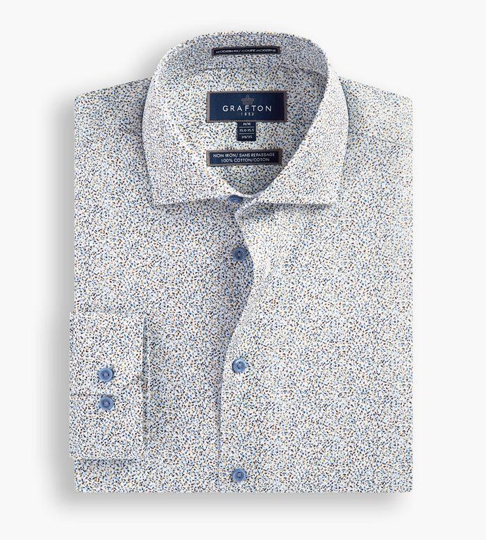 tip top Modern Fit Leaf Print Non-Iron Dress Shirt