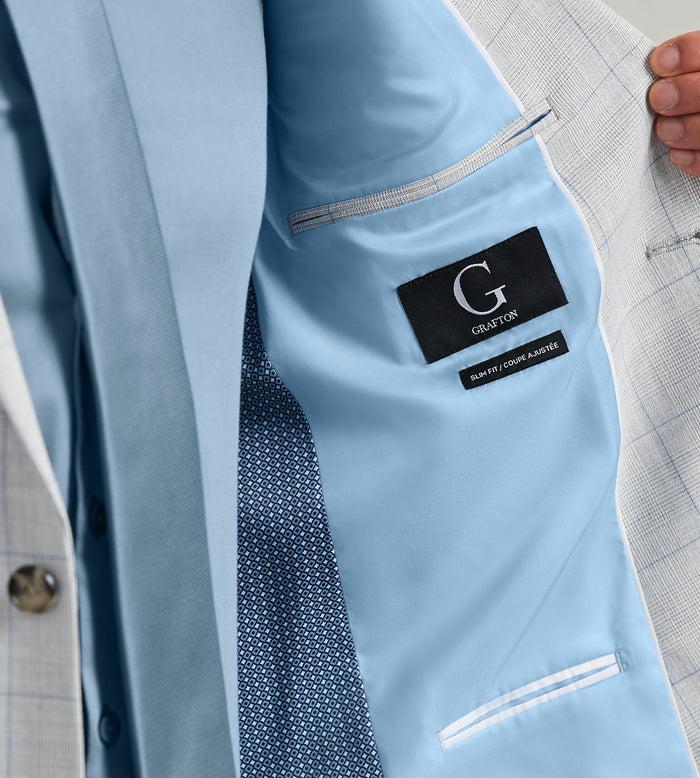 Tip Top Modern Fit Light Grey Plaid Suit