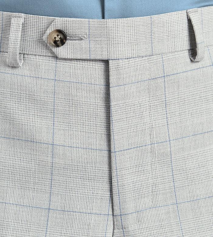 Tip Top Modern Fit Light Grey Plaid Suit Pants