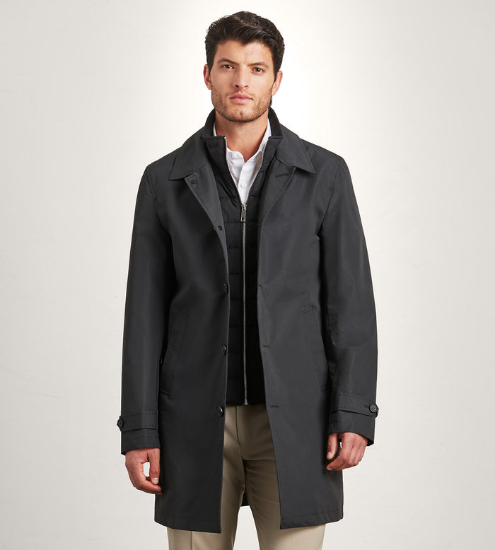 tip top Modern Fit Mac Coat with Removable Bib