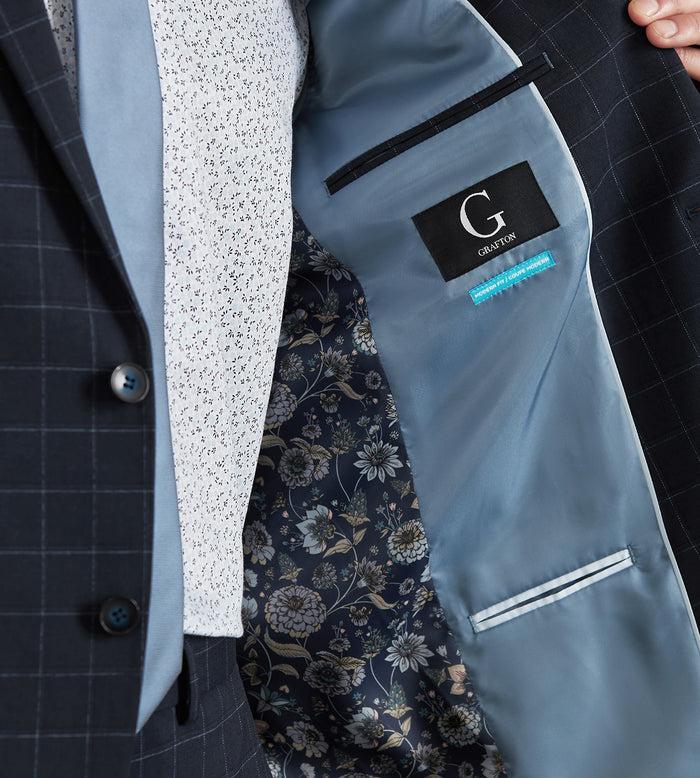 Tip Top Modern Fit Navy Windowpane Suit