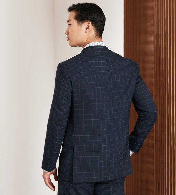 Tip Top Modern Fit Navy Windowpane Suit