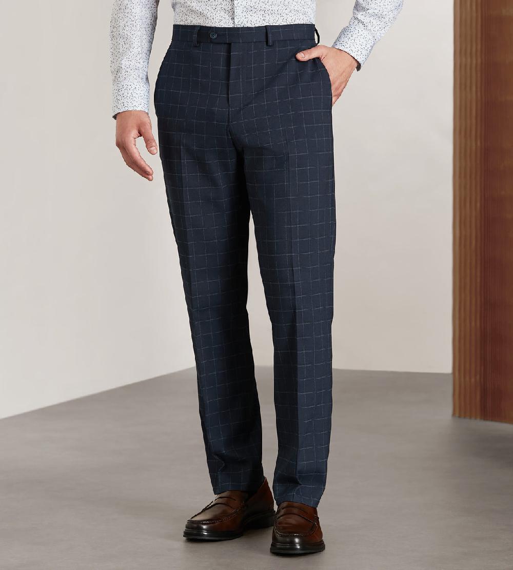 Tip Top Modern Fit Navy Windowpane Suit Pants
