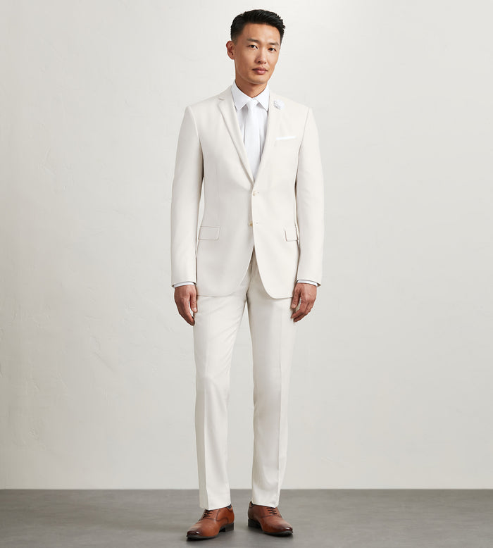Tip Top Modern Fit Off White Solid Suit