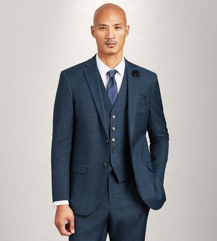 Tip Top Navy Plaid Suit Vest