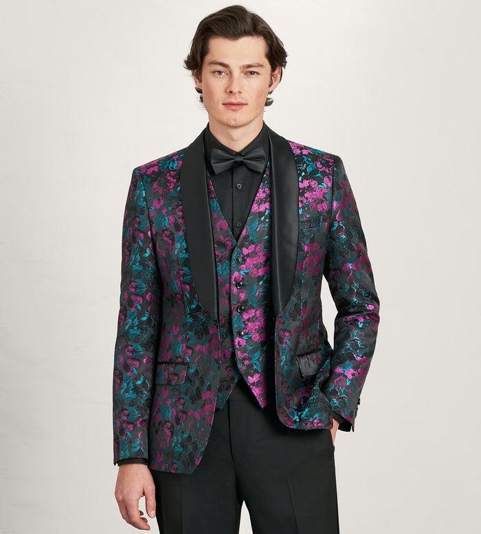 Tip Top Purple Jacquard Tuxedo Vest
