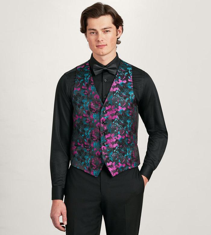 tip top Purple Jacquard Tuxedo Vest