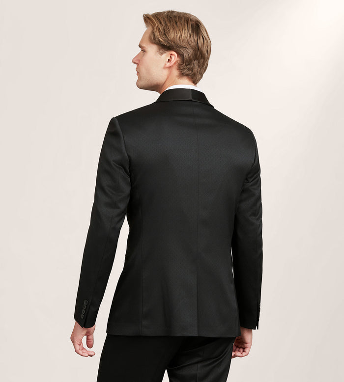 Tip Top Slim Fit Black Jacquard Tuxedo