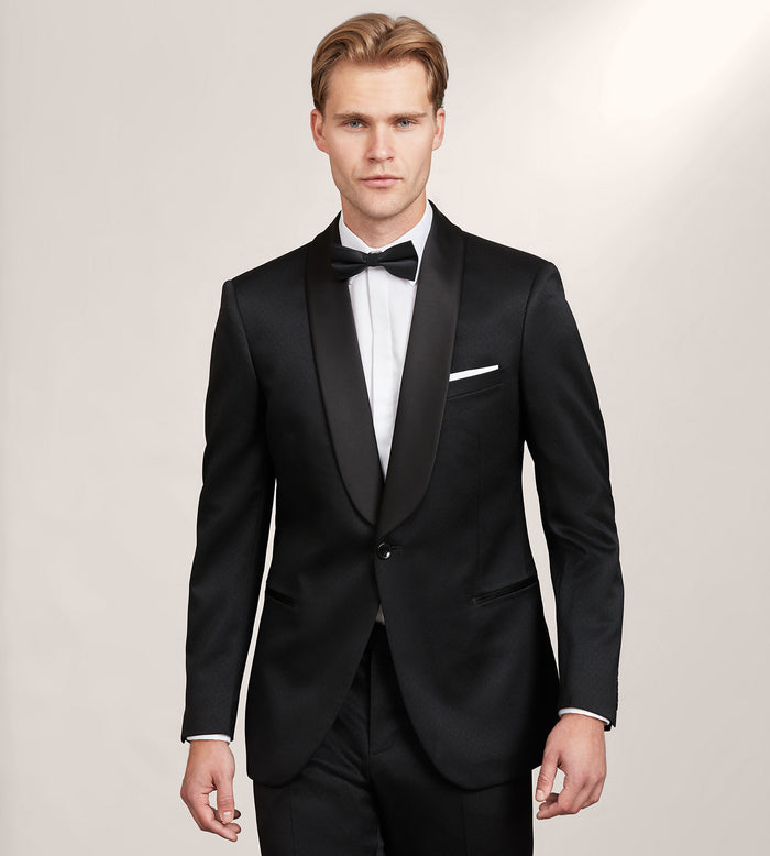 tip top Slim Fit Black Jacquard Tuxedo