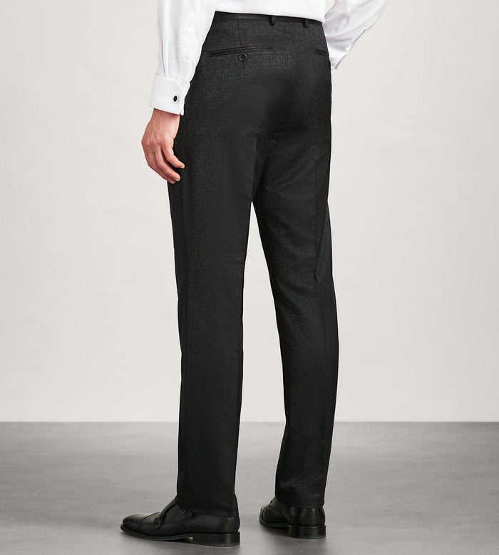 Tip Top Slim Fit Black Jacquard Tuxedo Pants