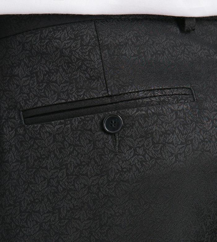 Tip Top Slim Fit Black Jacquard Tuxedo Pants