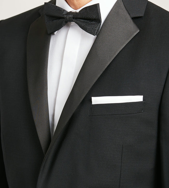 Tip Top Slim Fit Black Notch Lapel Solid Tuxedo