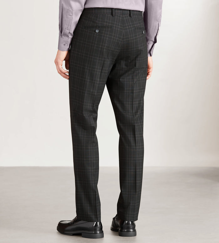 Tip Top Slim Fit Black Plaid Suit Pants