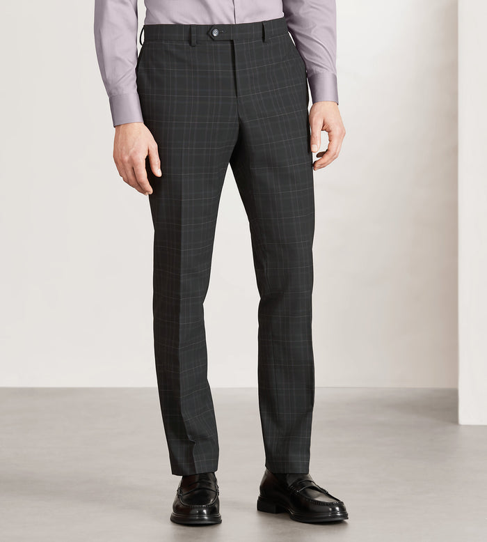 tip top Slim Fit Black Plaid Suit Pants