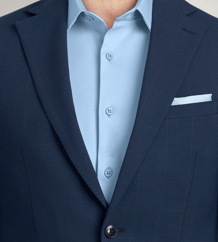 Tip Top Slim Fit Blue Windowpane Suit