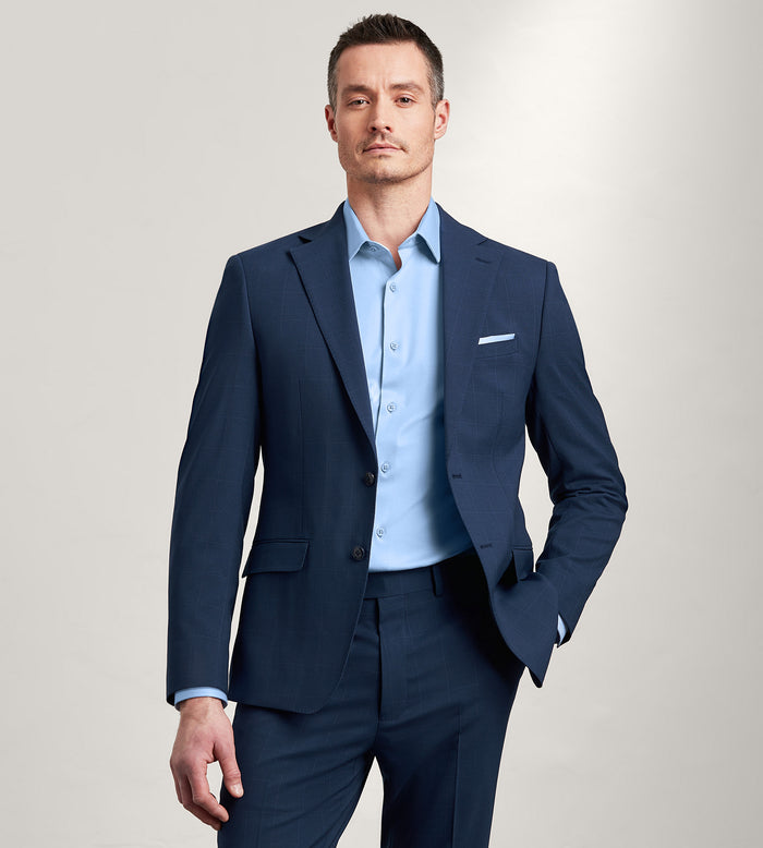tip top Slim Fit Blue Windowpane Suit