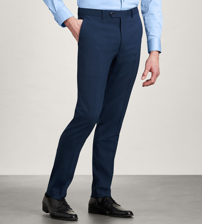 tip top Slim Fit Blue Windowpane Suit Pants