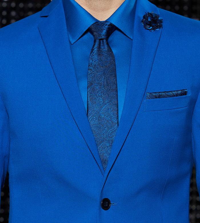 Tip Top Slim Fit Bright Blue Solid Suit