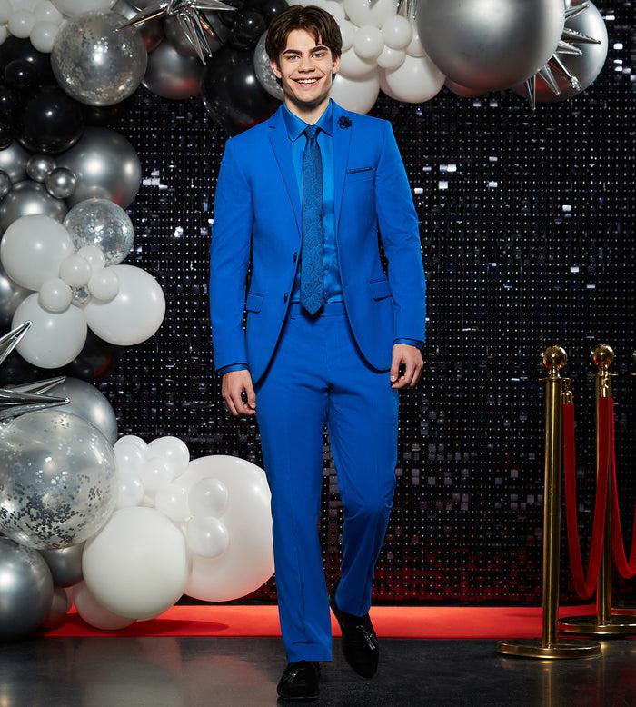 Tip Top Slim Fit Bright Blue Solid Suit