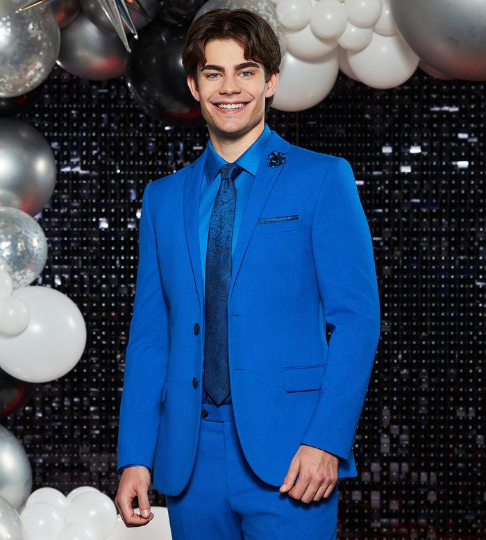 tip top Slim Fit Bright Blue Solid Suit