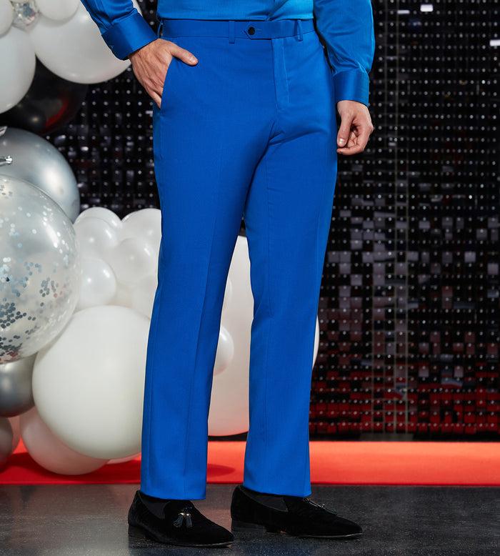 tip top Slim Fit Bright Blue Solid Suit Pants