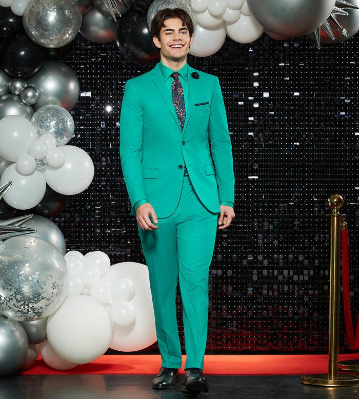 Tip Top Slim Fit Bright Green Solid Suit