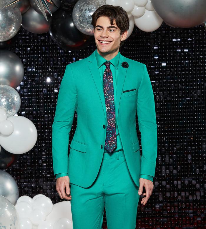 tip top Slim Fit Bright Green Solid Suit